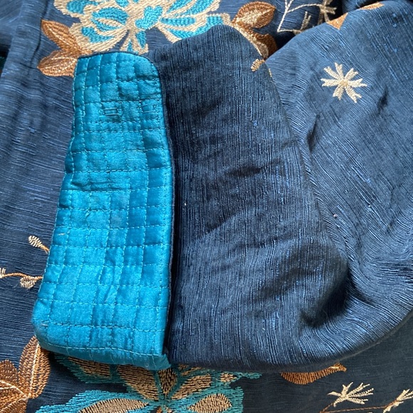 Norm Thompson Teal and Navy Embroidered Jacket sz 1X - Picture 7 of 8